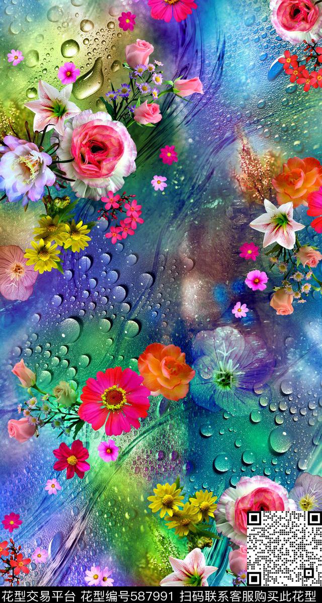 水纹水滴数码华亿平台数码印花华亿平台下载（图片编号: 587991） - 瓦栏（Walan）