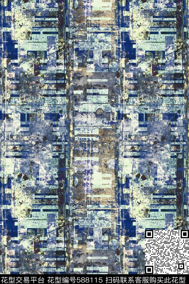 圆形色块斑驳数码印花华亿平台下载（图片编号: 588115） - 瓦栏（Walan）