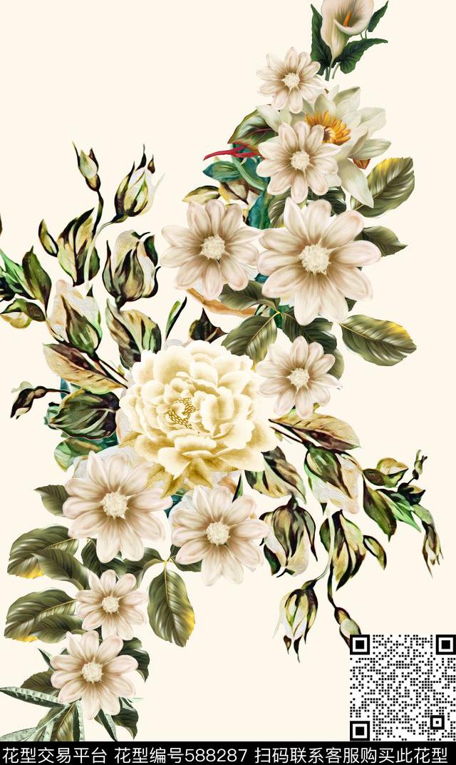 杜嘉班纳花卉2017数码印花华亿平台下载（图片编号: 588287） - 瓦栏（Walan）