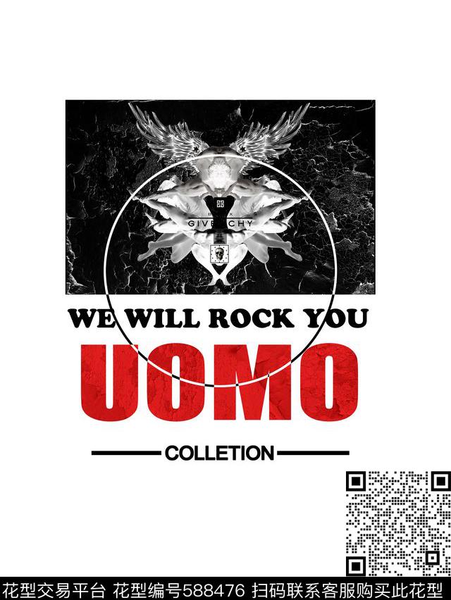 潮牌字母肌理数码印花华亿平台下载（图片编号: 588476） - 瓦栏（Walan）