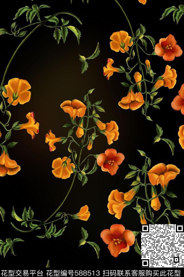 写实花卉数码印花华亿平台下载（图片编号: 588513） - 瓦栏（Walan）