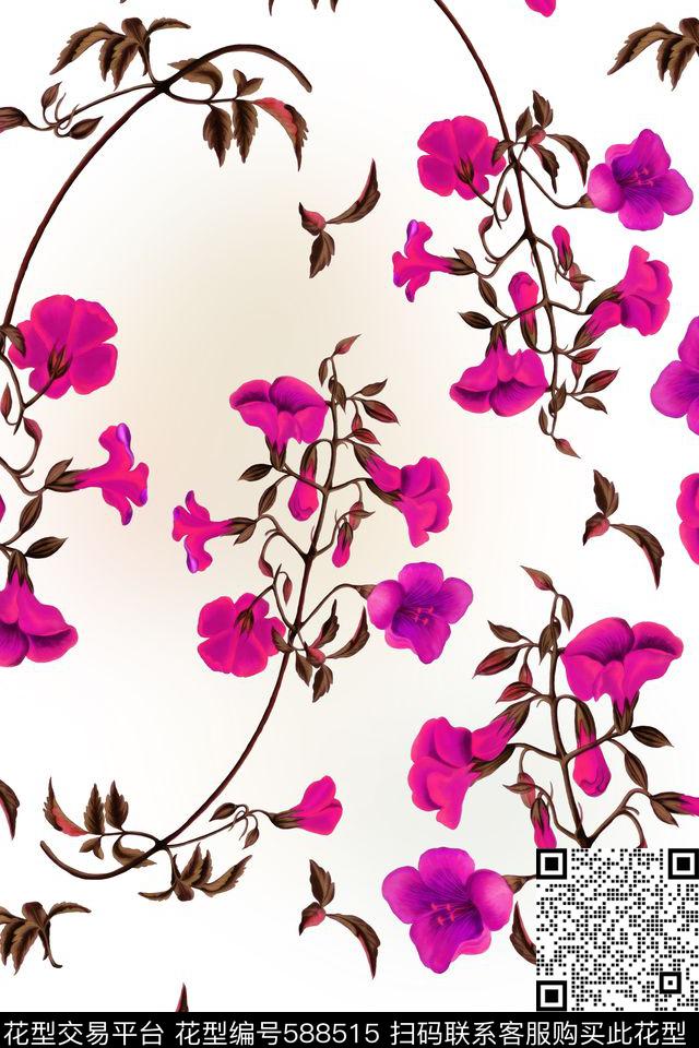 写实花卉数码印花华亿平台下载（图片编号: 588515） - 瓦栏（Walan）