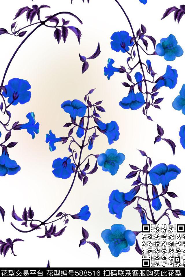 写实花卉数码印花华亿平台下载（图片编号: 588516） - 瓦栏（Walan）
