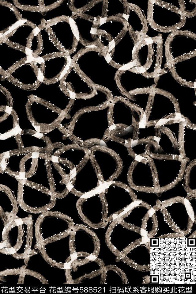 欧美大牌风格铁锈时尚数码印花华亿平台下载（图片编号: 588521） - 瓦栏（Walan）