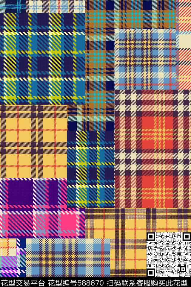 几何色块几何格纹格纹数码印花华亿平台下载（图片编号: 588670） - 瓦栏（Walan）