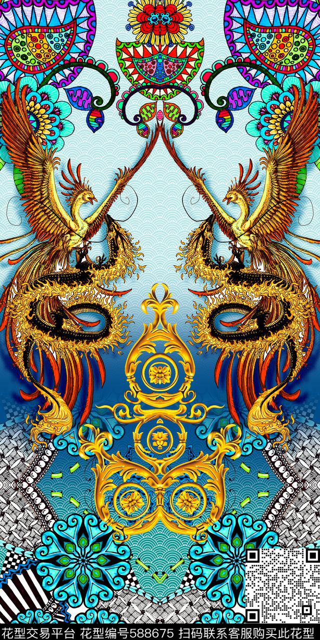 定位对称民族数码印花华亿平台下载（图片编号: 588675） - 瓦栏（Walan）