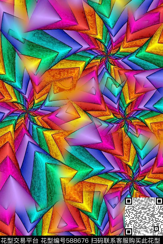 肌理抽象炫彩数码印花华亿平台下载（图片编号: 588676） - 瓦栏（Walan）