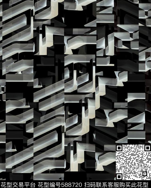 不规则几何几何个性男装数码印花华亿平台下载（图片编号: 588720） - 瓦栏（Walan）