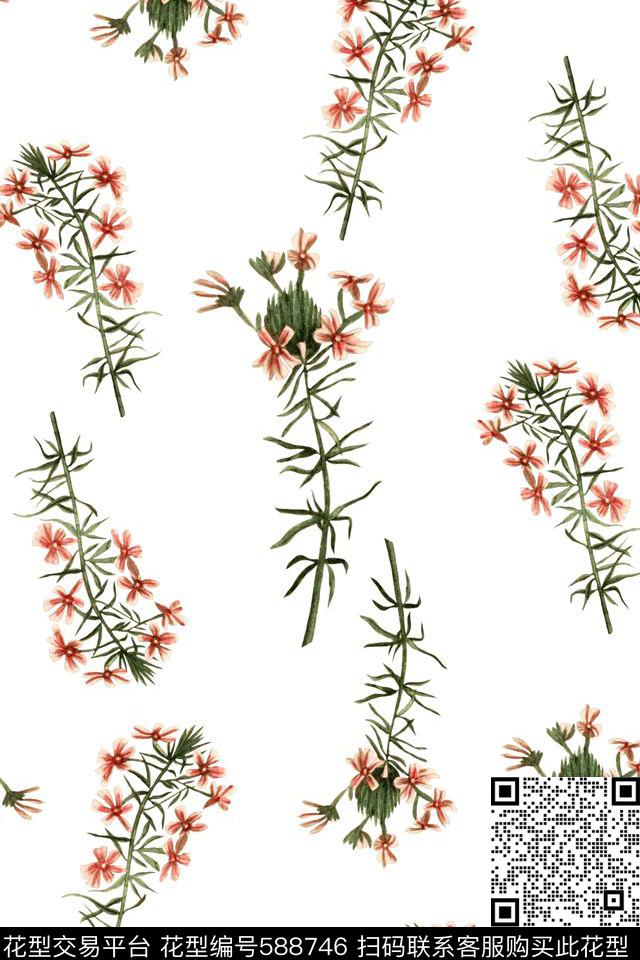 田园花卉碎花传统印花华亿平台下载（图片编号: 588746） - 瓦栏（Walan）