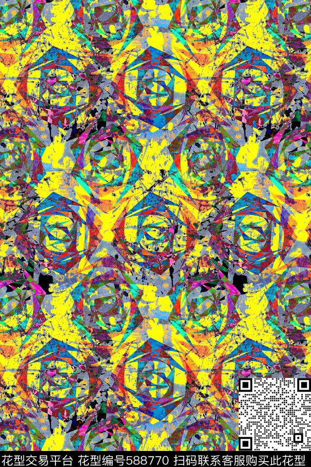 大花抽象花朵数码印花华亿平台下载（图片编号: 588770） - 瓦栏（Walan）