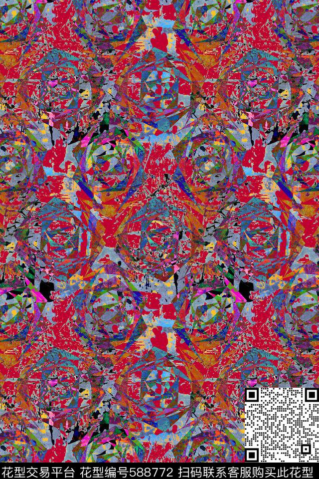 大花抽象花朵数码印花华亿平台下载（图片编号: 588772） - 瓦栏（Walan）