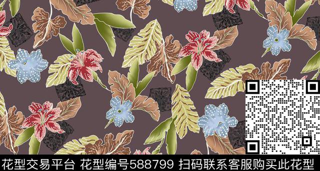 花热带海数码印花华亿平台下载（图片编号: 588799） - 瓦栏（Walan）