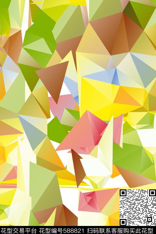 马卡龙几何抽象数码印花华亿平台下载（图片编号: 588821） - 瓦栏（Walan）