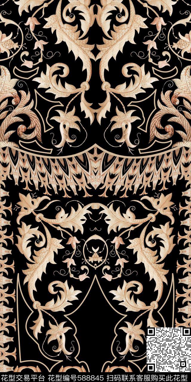 定位民族欧式花纹数码印花华亿平台下载（图片编号: 588845） - 瓦栏（Walan）