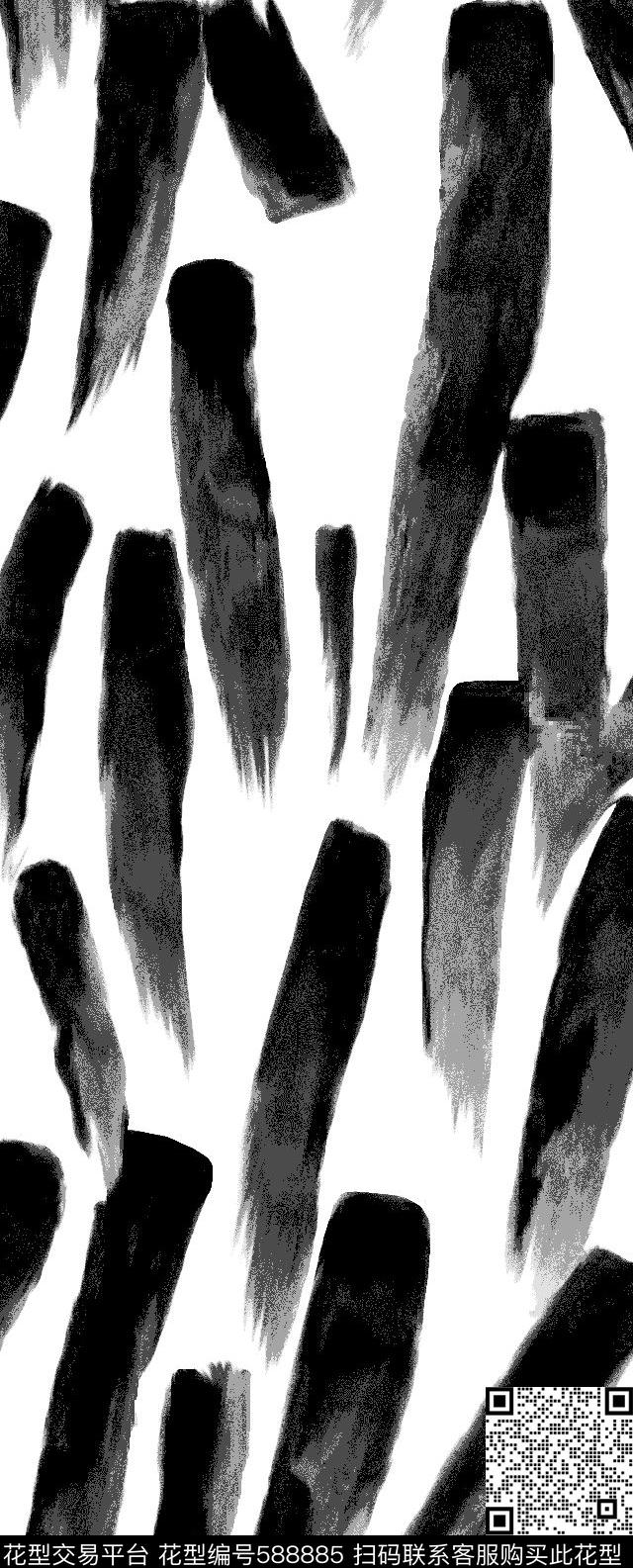 中国风水墨笔触欧式时尚传统印花华亿平台下载（图片编号: 588885） - 瓦栏（Walan）