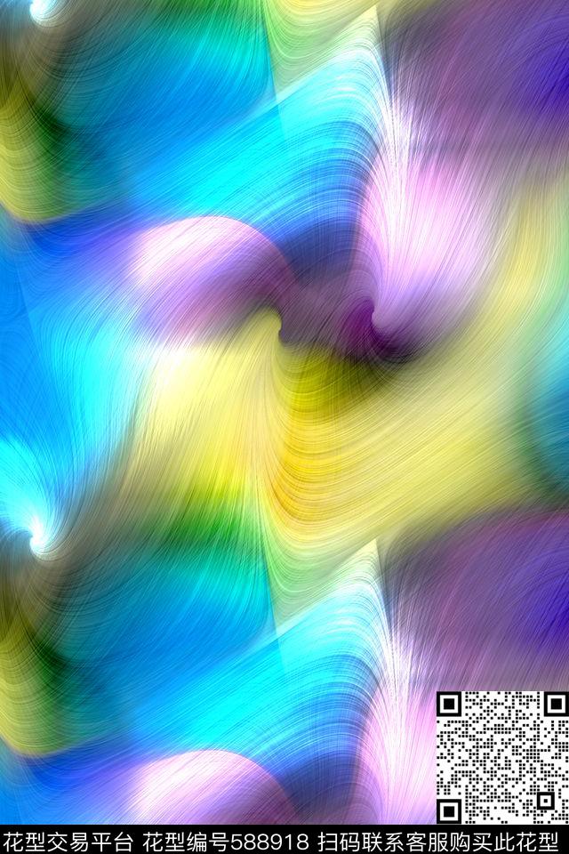抽象渐变泳装数码印花华亿平台下载（图片编号: 588918） - 瓦栏（Walan）