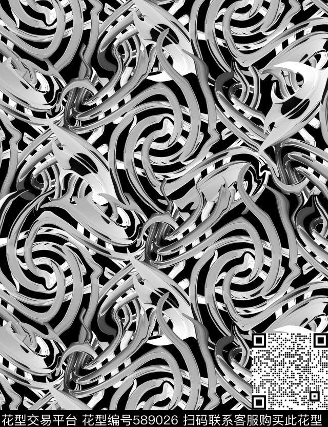 个性立体3D流动纹理男装印花数码印花华亿平台下载（图片编号: 589026） - 瓦栏（Walan）