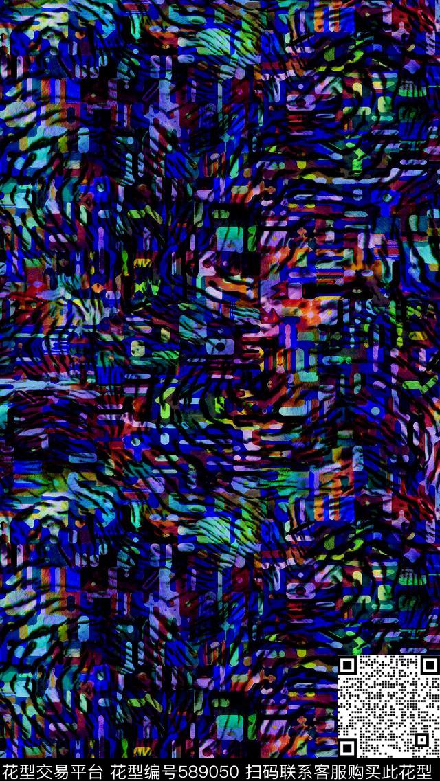 流行时尚几何动物纹数码印花华亿平台下载（图片编号: 589050） - 瓦栏（Walan）