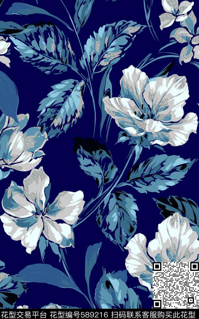 休闲风花朵大花数码印花华亿平台下载（图片编号: 589216） - 瓦栏（Walan）