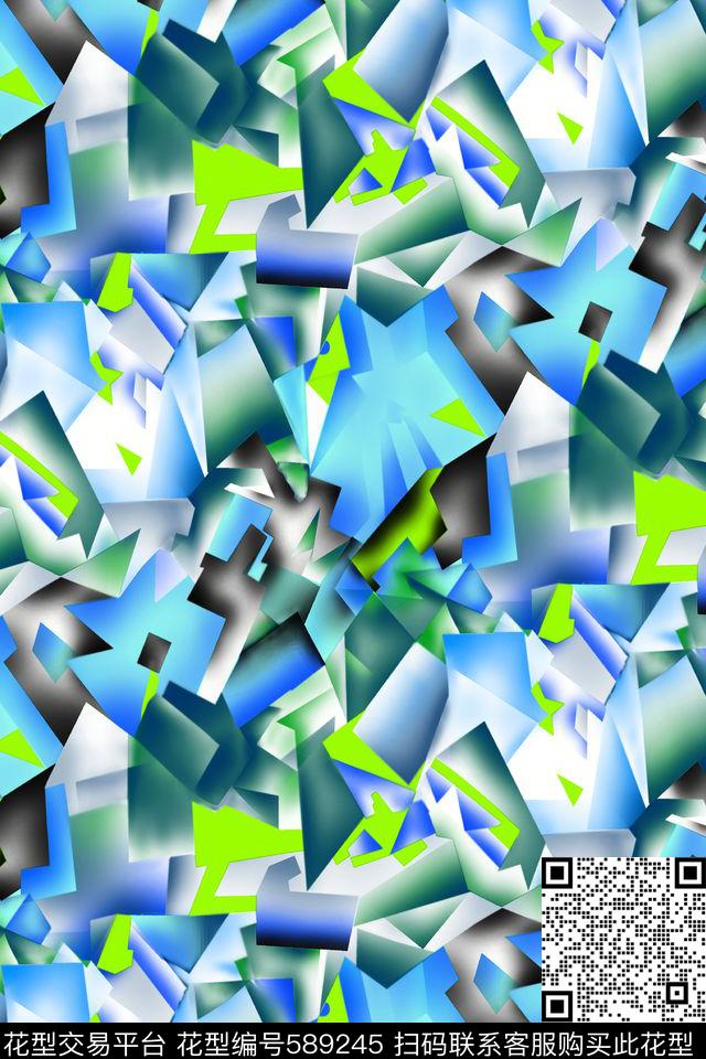 不规则几何几何拼贴小方块数码印花华亿平台下载（图片编号: 589245） - 瓦栏（Walan）