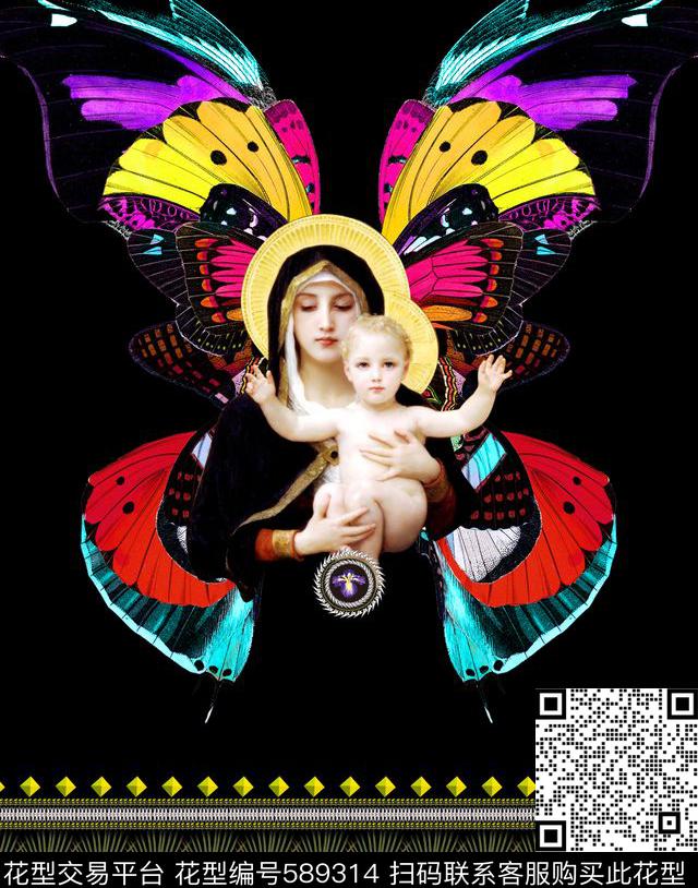 纪梵希圣母蝴蝶数码印花华亿平台下载（图片编号: 589314） - 瓦栏（Walan）