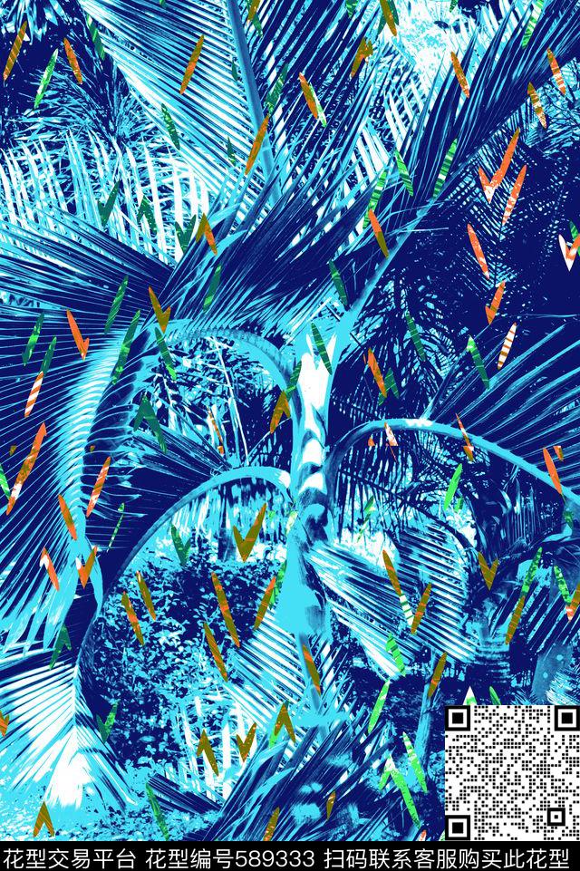 度假热带棕榈树传统印花华亿平台下载（图片编号: 589333） - 瓦栏（Walan）