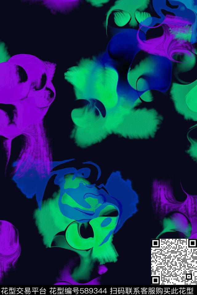 抽象艺术笔触几何传统印花华亿平台下载（图片编号: 589344） - 瓦栏（Walan）