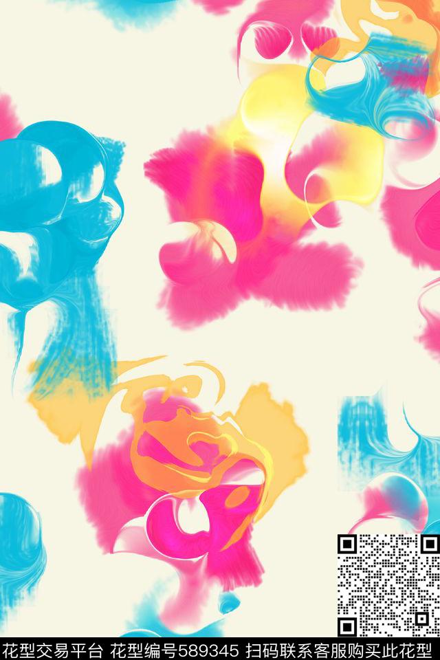 抽象艺术笔触几何传统印花华亿平台下载（图片编号: 589345） - 瓦栏（Walan）