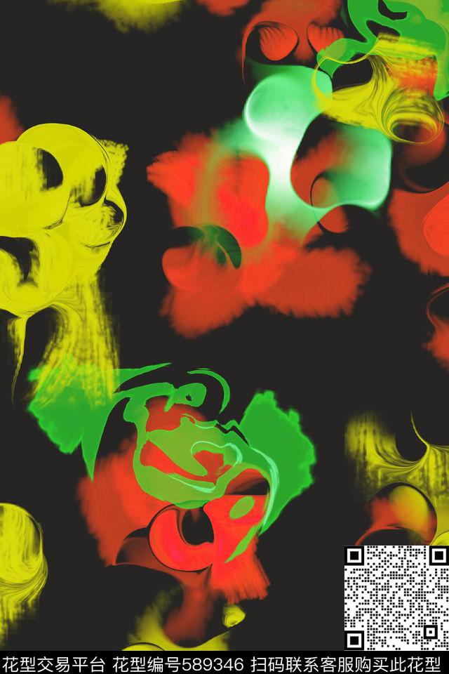 抽象艺术笔触几何传统印花华亿平台下载（图片编号: 589346） - 瓦栏（Walan）