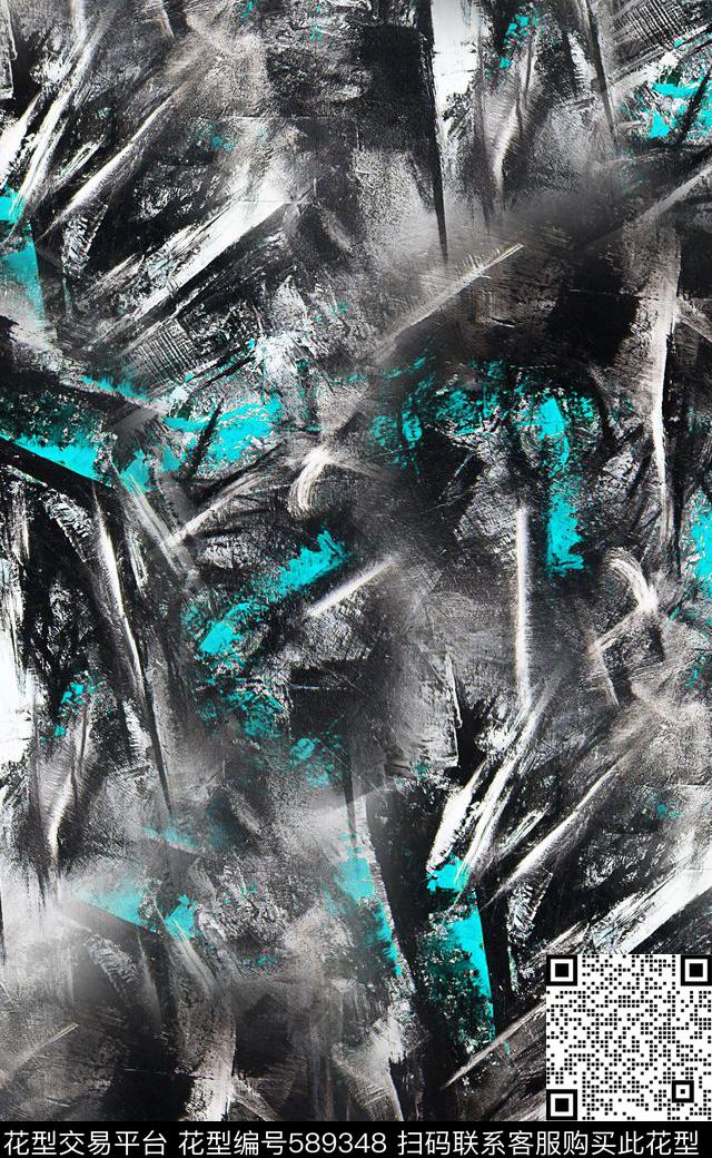 抽象肌理潮流大牌女装羽绒服花卉数码印花华亿平台下载（图片编号: 589348） - 瓦栏（Walan）