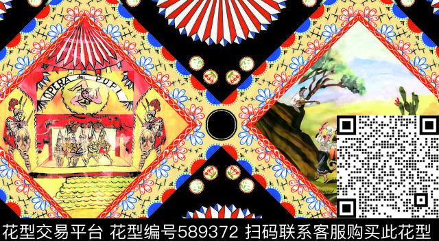 抽象油画欧美数码印花华亿平台下载（图片编号: 589372） - 瓦栏（Walan）