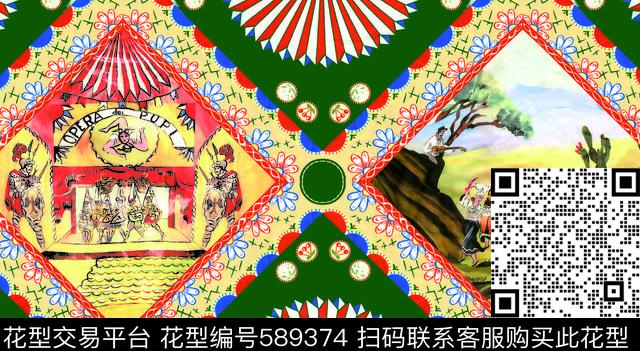 抽象油画欧美数码印花华亿平台下载（图片编号: 589374） - 瓦栏（Walan）