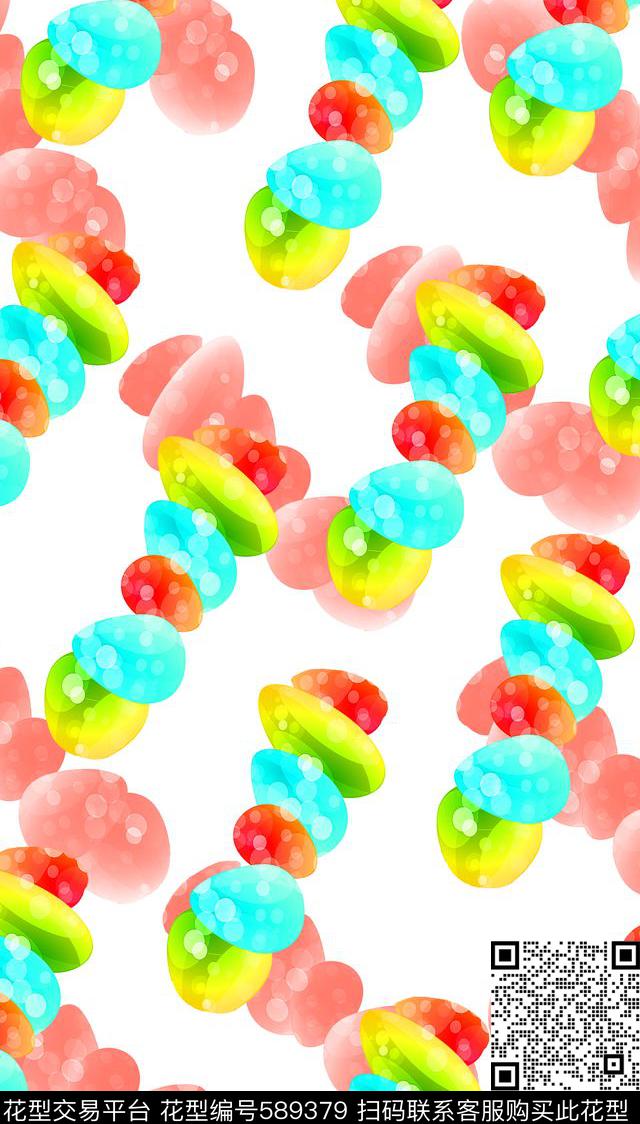 数码图案圆形变换多色数码印花华亿平台下载（图片编号: 589379） - 瓦栏（Walan）