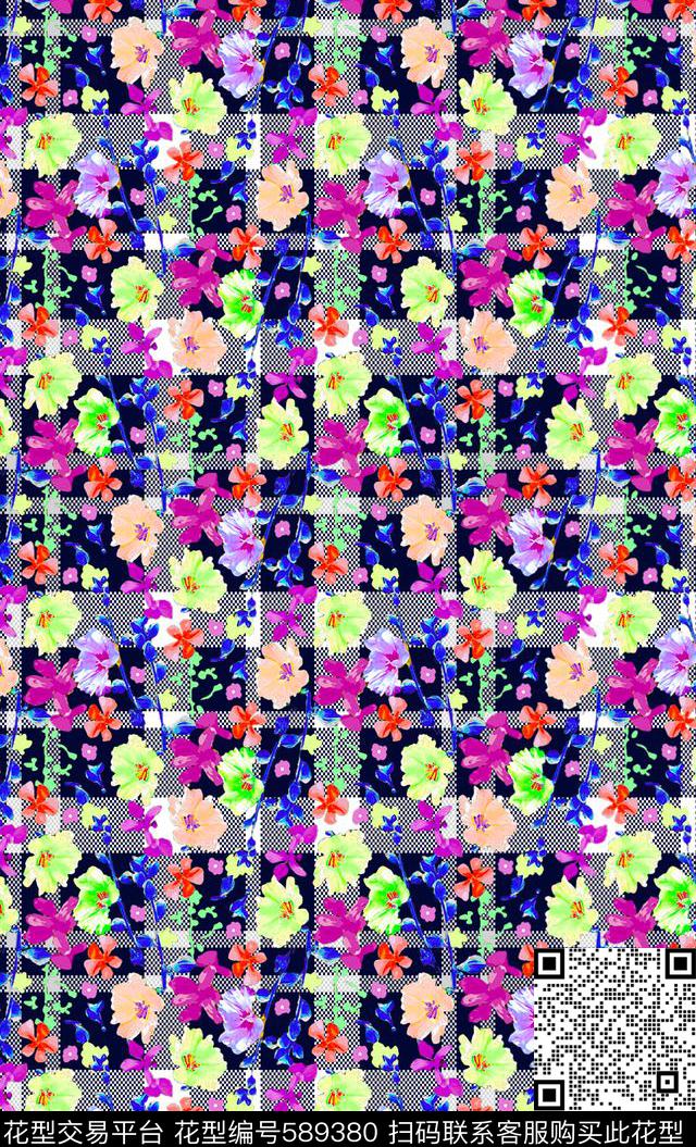 休闲花卉几何数码印花华亿平台下载（图片编号: 589380） - 瓦栏（Walan）