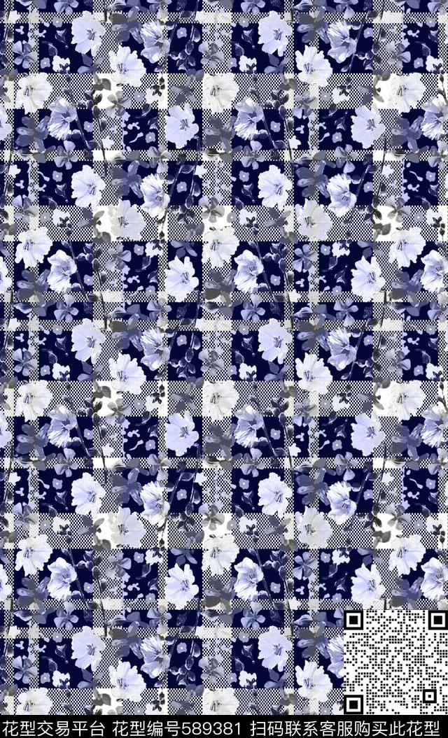 休闲花卉几何数码印花华亿平台下载（图片编号: 589381） - 瓦栏（Walan）