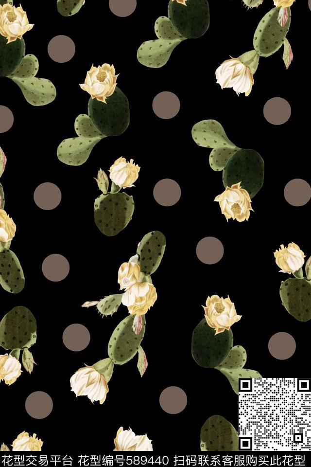 花卉仙人掌个性数码印花华亿平台下载（图片编号: 589440） - 瓦栏（Walan）