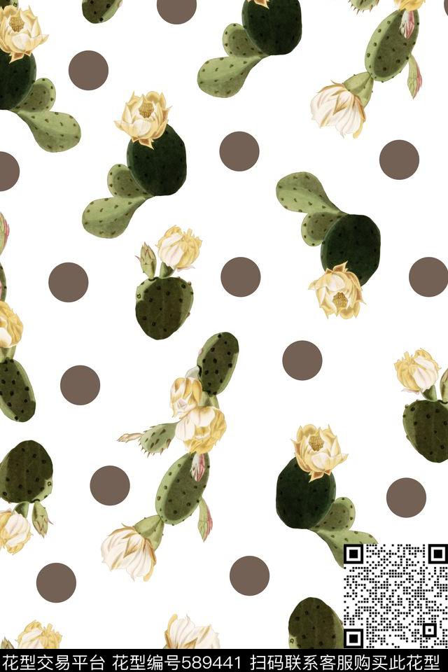 花卉仙人掌个性数码印花华亿平台下载（图片编号: 589441） - 瓦栏（Walan）