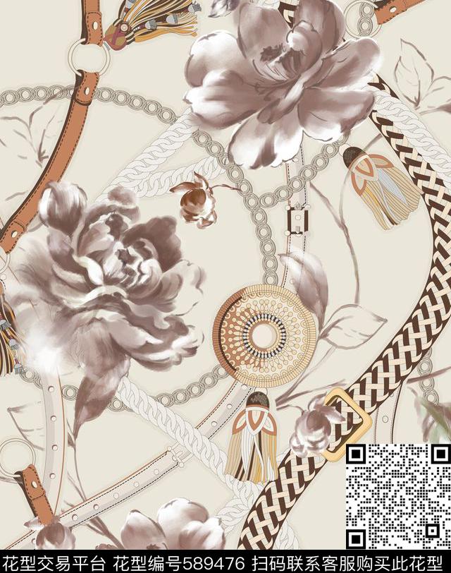 欧式锁链数码印花华亿平台下载（图片编号: 589476） - 瓦栏（Walan）