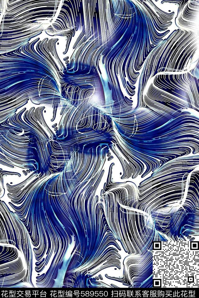 几何条纹波浪数码印花华亿平台下载（图片编号: 589550） - 瓦栏（Walan）