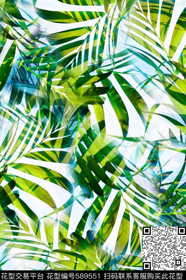 热带树叶抽象数码印花华亿平台下载（图片编号: 589551） - 瓦栏（Walan）