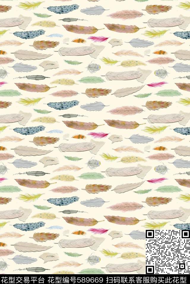 卡通羽毛童装传统印花华亿平台下载（图片编号: 589669） - 瓦栏（Walan）