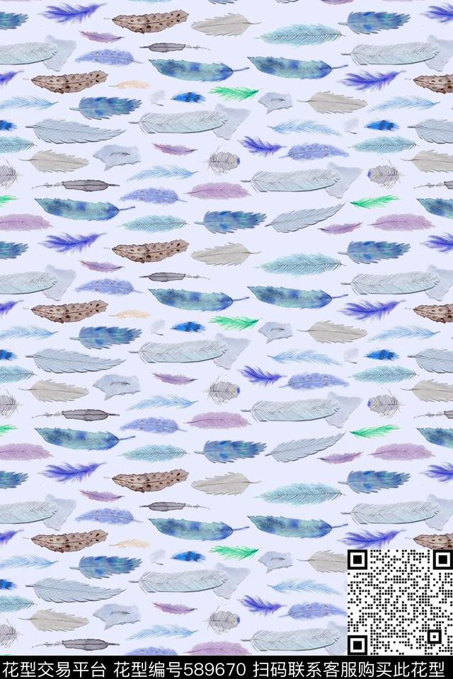 卡通羽毛童装传统印花华亿平台下载（图片编号: 589670） - 瓦栏（Walan）