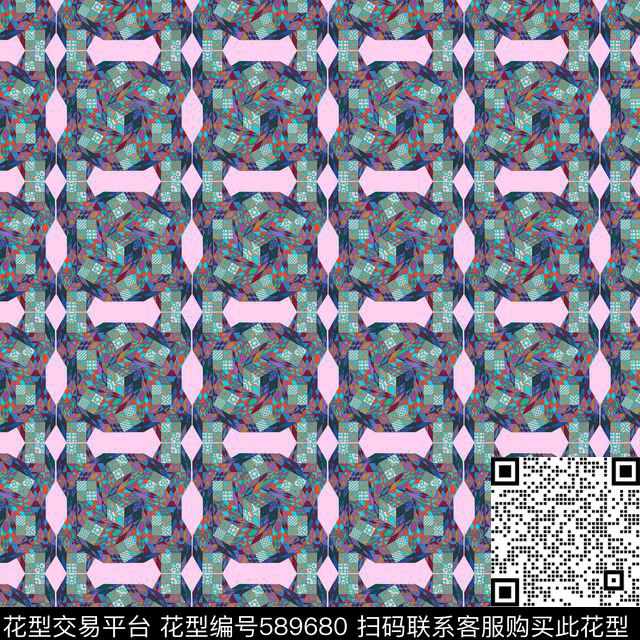 波点几何色块传统印花华亿平台下载（图片编号: 589680） - 瓦栏（Walan）
