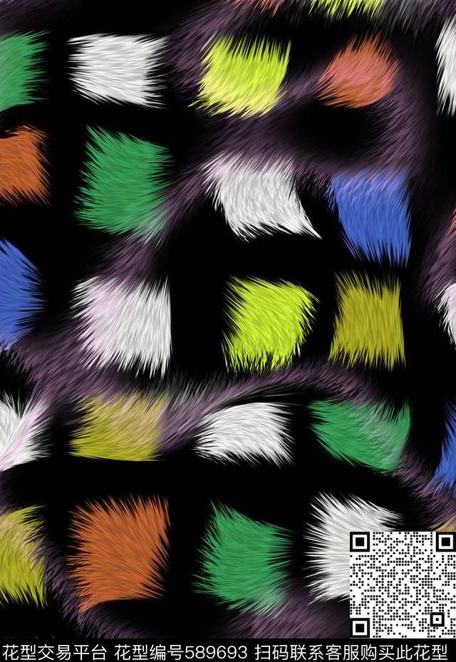 抽象格子动物纹数码印花华亿平台下载（图片编号: 589693） - 瓦栏（Walan）