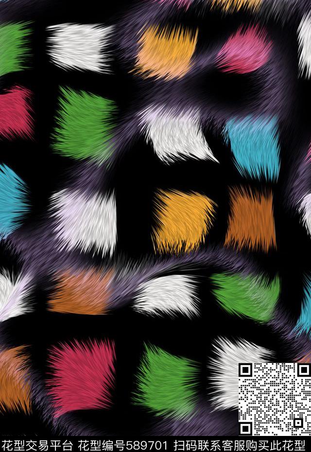 抽象格子动物纹数码印花华亿平台下载（图片编号: 589701） - 瓦栏（Walan）