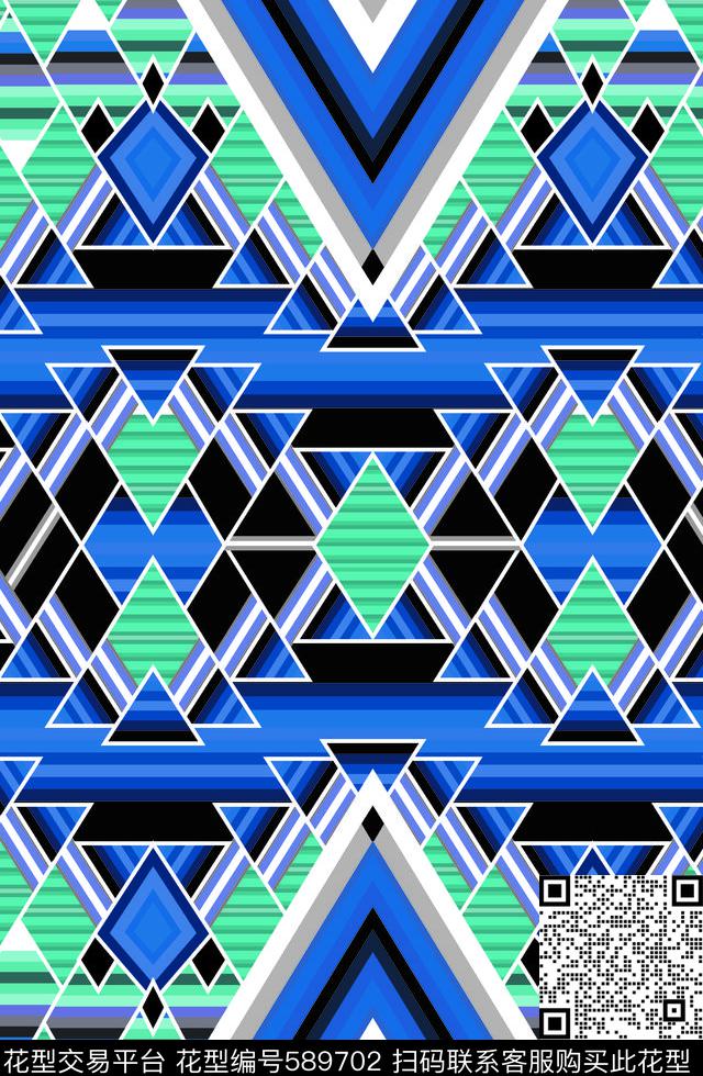 几何色块拼接传统印花华亿平台下载（图片编号: 589702） - 瓦栏（Walan）