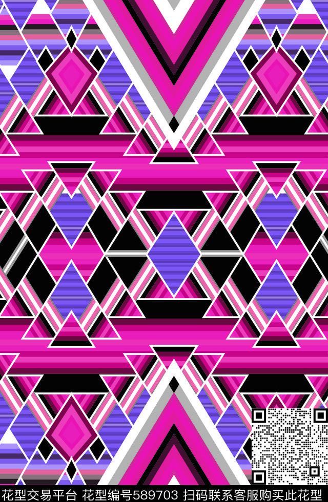 几何色块拼接数码印花华亿平台下载（图片编号: 589703） - 瓦栏（Walan）