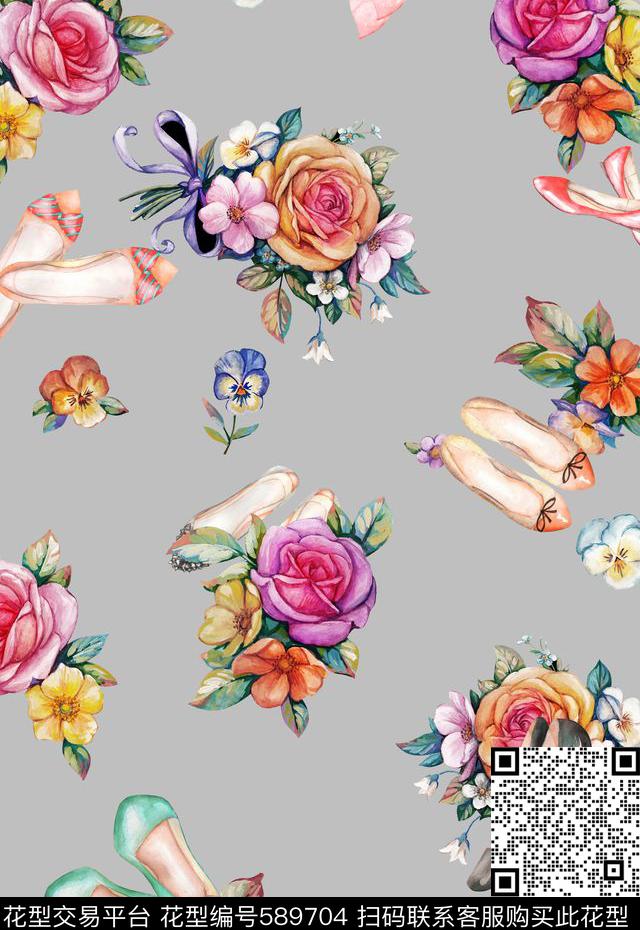 花卉鞋子colorful数码印花华亿平台下载（图片编号: 589704） - 瓦栏（Walan）