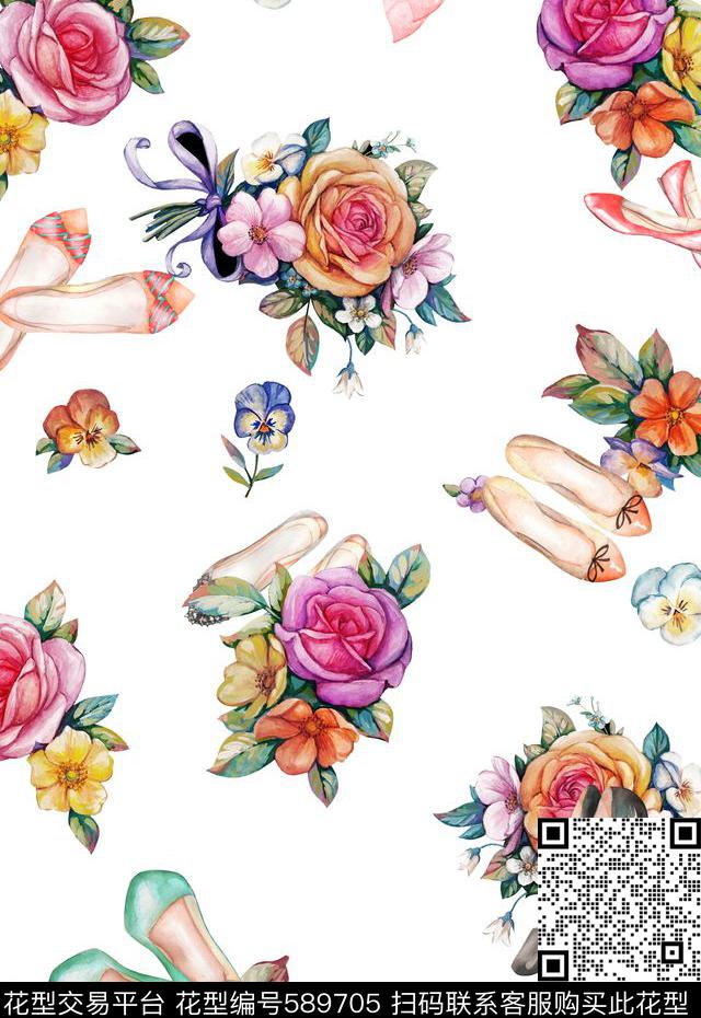 花卉鞋子colorful数码印花华亿平台下载（图片编号: 589705） - 瓦栏（Walan）