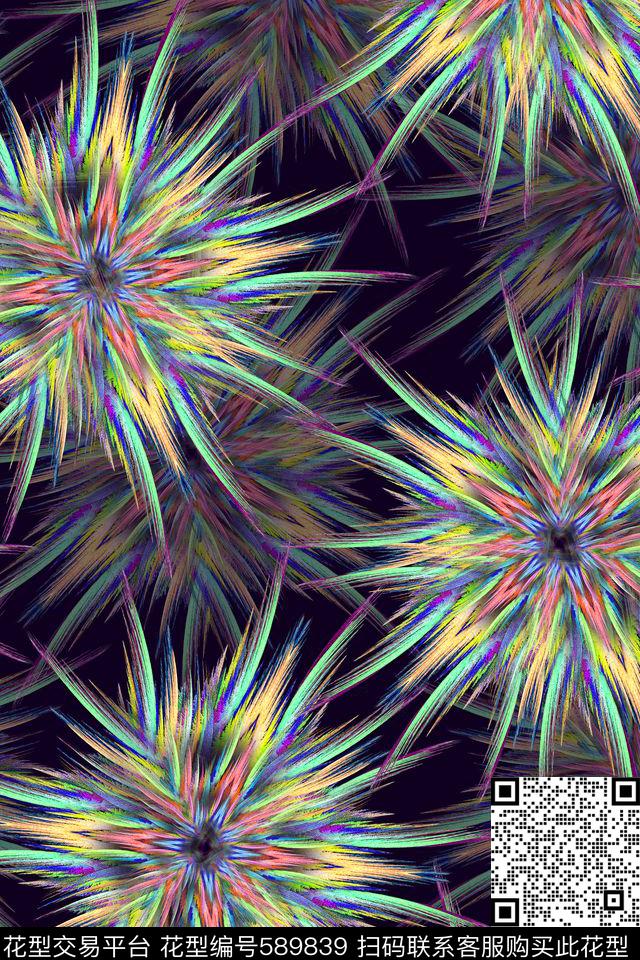 抽象炫彩分型数码印花华亿平台下载（图片编号: 589839） - 瓦栏（Walan）